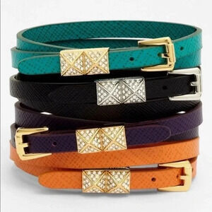 MICHAEL KORS MK NWT Saffiano Leather Double Wrap Pyramid Stud Bracelet